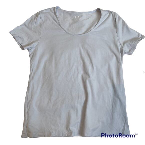 MAGASCHONI Small Peri Lace Baby Blue Modal Tee Shirt Scoop Neck NWT - Picture 1 of 4
